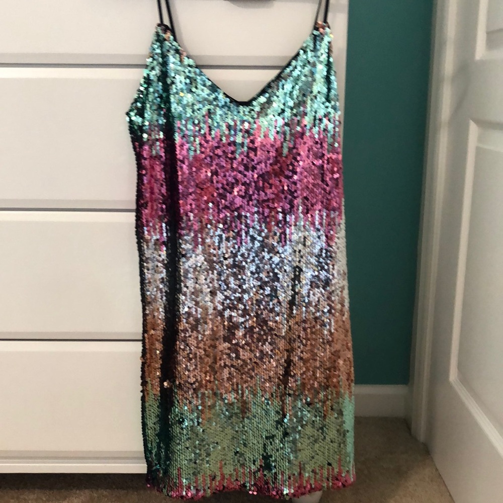 colorful sequin mini dress